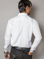 Camisa Hombre Casual Manga Larga Blanca Lisa