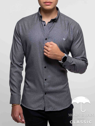 Camisa Hombre Casual Slim Fit Gris Lisa Brillosa