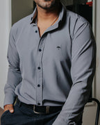 Camisa Hombre Casual Gris Claro Lisa