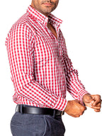 Camisa Hombre Casual Cuadros Blancos, Rojizos