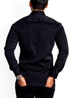 Camisa Hombre Casual Manga Larga Negra Lisa