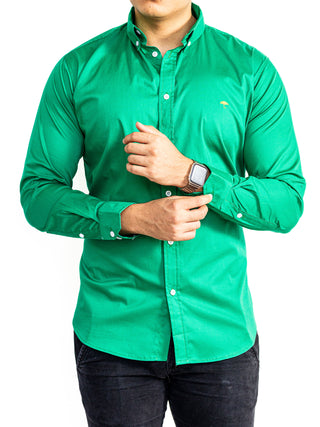 Camisa Hombre Casual Slim Fit Verde Lisa