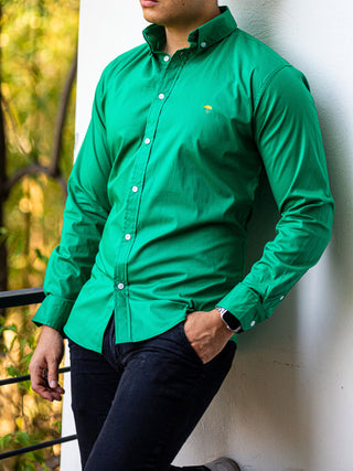 Camisa Hombre Casual Slim Fit Verde Lisa