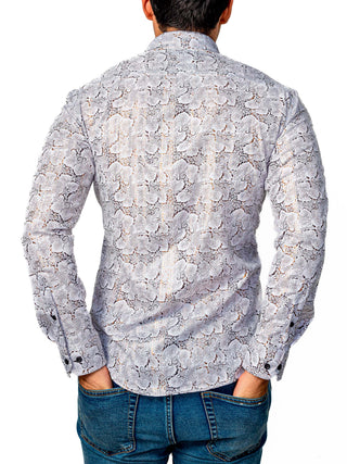 Camisa Hombre Casual Slim Fit Flores Blancas Tornasol