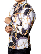 Men's Casual Shirt White, Black Chains
