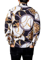Men's Casual Shirt White, Black Chains