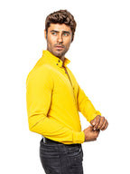 Plain Yellow Casual Men's Shirt 007