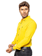Plain Yellow Casual Men's Shirt 007