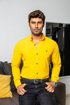 Plain Yellow Casual Men's Shirt 007