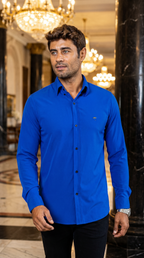 Camisa Hombre Casual Azul Rey Lisa 007
