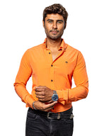 Plain Orange Casual Men's Shirt 007