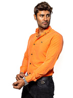 Plain Orange Casual Men's Shirt 007