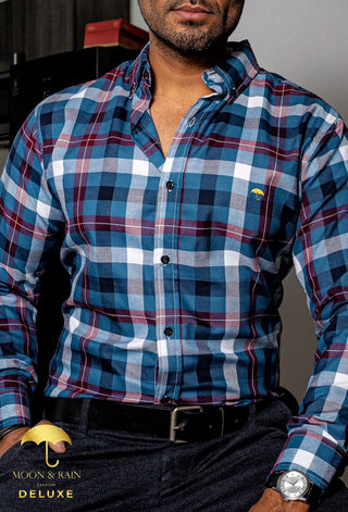 Camisa Hombre Casual Cuadros Azules, Blancos, Negros, Rojos