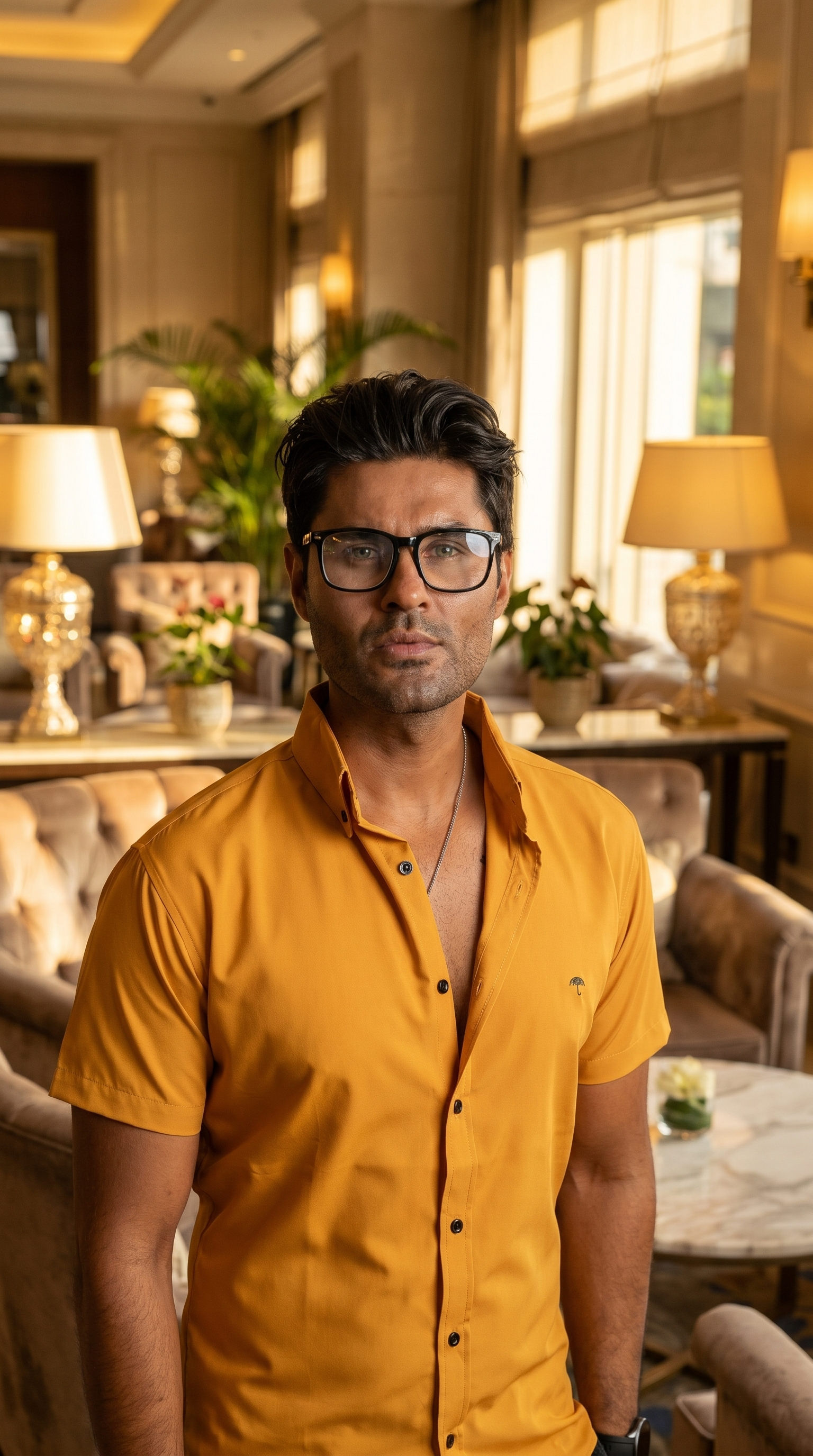 Men's Casual Shirt, Plain Mustard