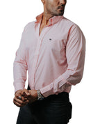 Camisa Hombre Casual Mini Cuadros Rosas, Blancos