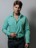 Camisa Hombre Casual Cuadros Verde