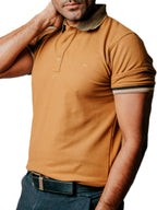Playera Polo Hombre Casual Oro detalles Negros, Beige
