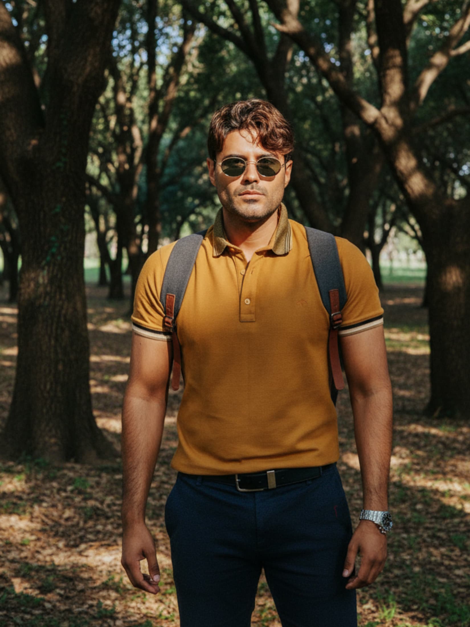 Playera Polo Hombre Slim Fit Café Pistache Detalle Negro