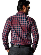 Camisa Hombre Casual Cuadros Vino, Azul Marino, Blancos