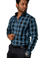 Camisa Hombre Casual Cuadros Azul Marino, Negros