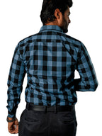 Camisa Hombre Casual Cuadros Azul Marino, Negros