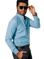 Camisa Hombre Casual Mini Cuadros Azules, Verdes, Blancos