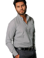 Camisa Hombre Casual Mini Cuadros Blancos Verdes