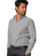 Camisa Hombre Casual Mini Cuadros Blancos Verdes