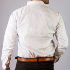 Camisa Hombre Casual Blanca Mini Círculos Negros