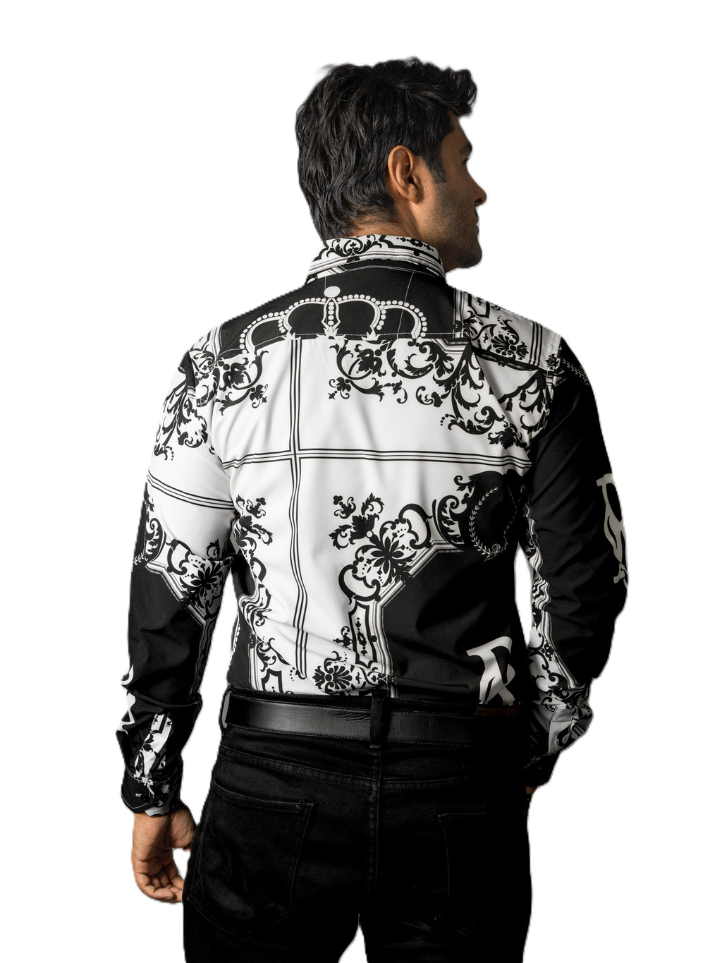 Camisa Hombre Casual Negra, Blanca Floreada