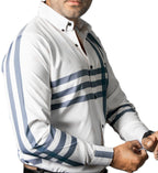 Camisa Hombre Casual Blanca Lineas Azules