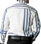 Camisa Hombre Casual Blanca Lineas Azules