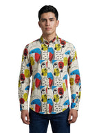 Camisa Hombre Casual Beige Caras Colores