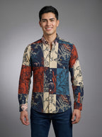 Camisa Hombre Casual Cuadros Colores Flores