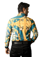 Camisa Hombre Casual Amarilla Verde Floreada