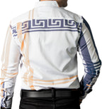 Camisa Hombre Casual Franjas Moradas Amarillas