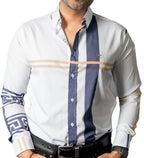 Camisa Hombre Casual Franjas Moradas Amarillas
