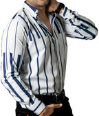 Camisa Hombre Casual Blanca Teclas de Piano Musical Marino