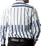 Camisa Hombre Casual Blanca Teclas de Piano Musical Marino