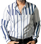 Camisa Hombre Casual Blanca Teclas de Piano Musical Marino