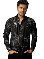 Camisa Hombre Casual Negra Figuras Dibujo Bugs Bunny