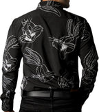 Camisa Hombre Casual Negra Figuras Dibujo Bugs Bunny