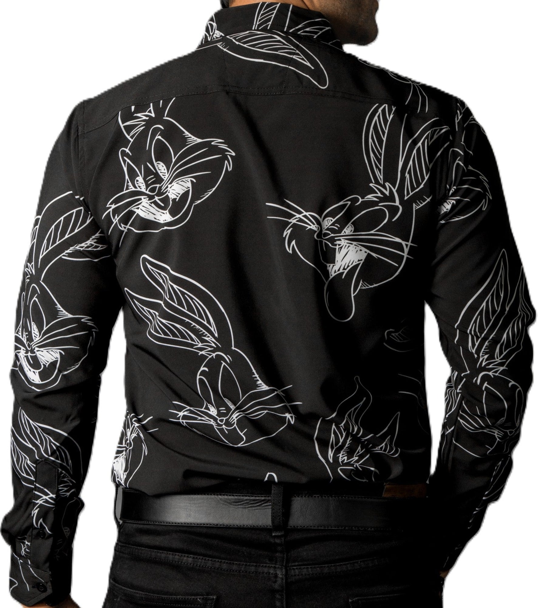 Camisa Hombre Casual Negra Figuras Dibujo Bugs Bunny