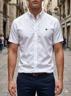 Camisa Hombre Casual Manga Corta Blanca