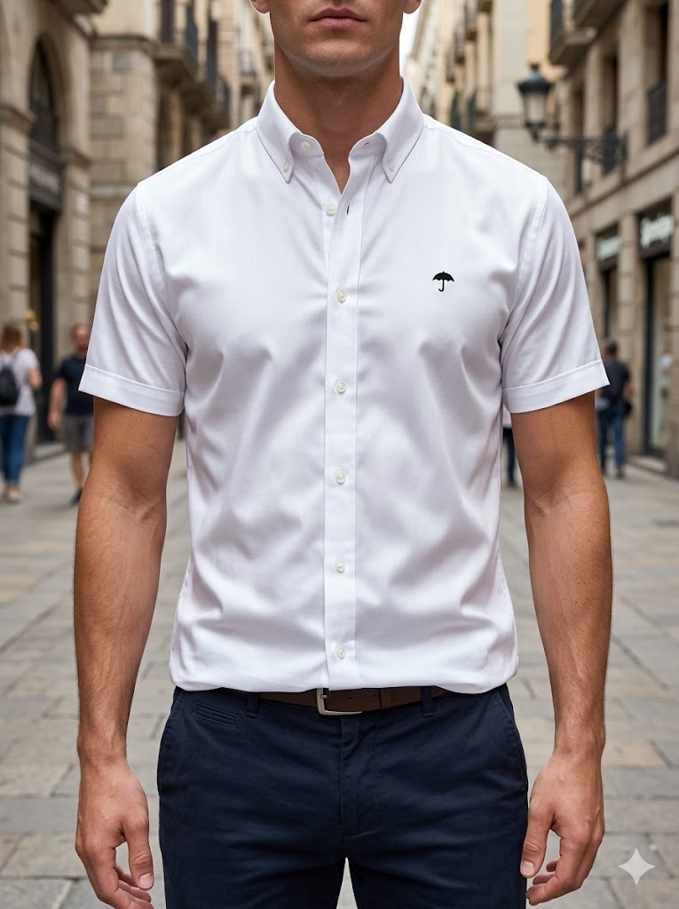 Camisa Hombre Casual Manga Corta Blanca