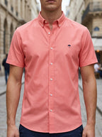 Camisa Hombre Casual Manga Corta Rosa