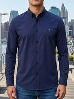 Camisa Hombre Casual Manga Larga Azul Marino