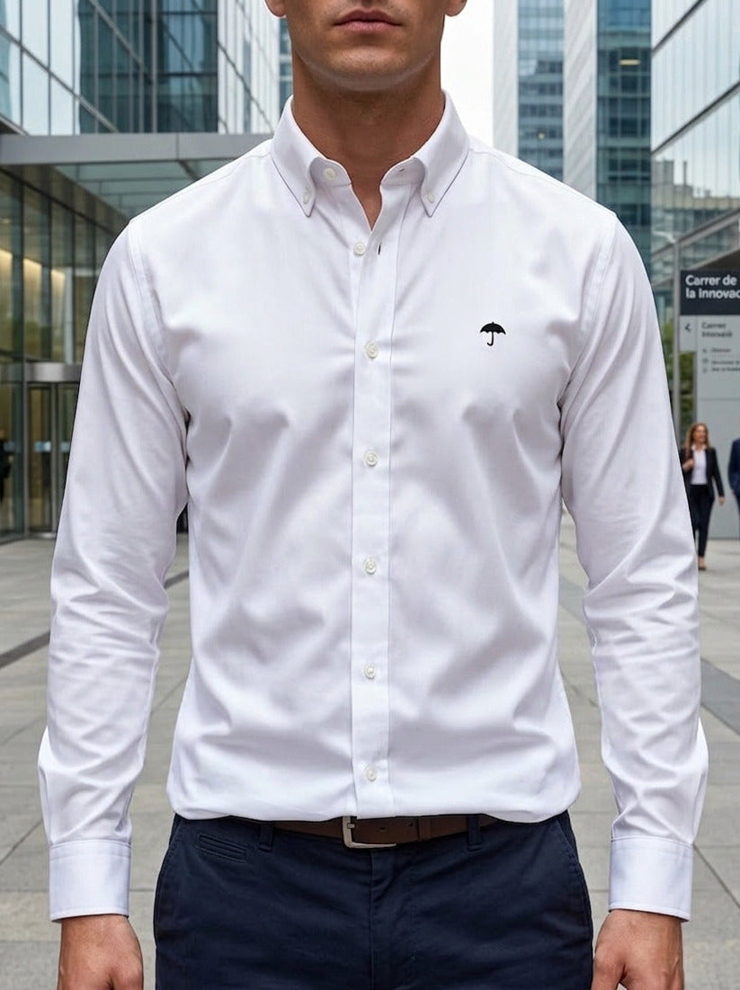 Camisa Hombre Casual Manga Larga Blanca