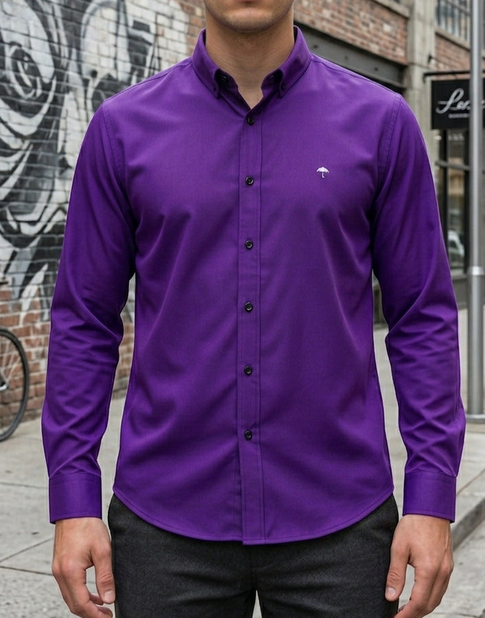 Camisa Hombre Casual Manga Larga Morada