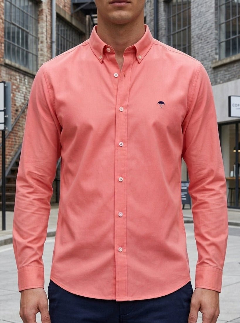 Camisa Hombre Casual Manga Larga Rosa